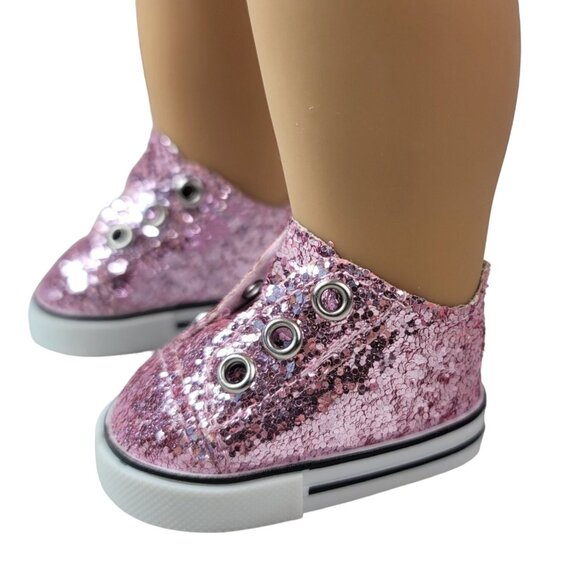 2/$15 18" Dolls Glitter Sparkle Sneakers Pink Slip On Shoes OG AG Hobby Lobby - Picture 3 of 8